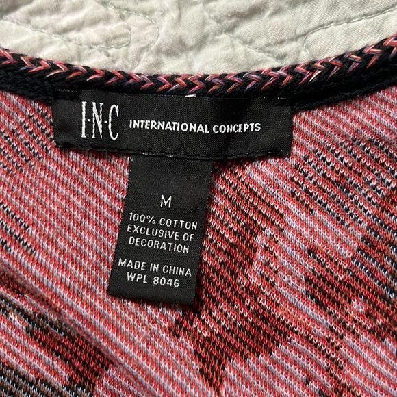 INC FLORAL OPEN LONG SWEATER DUSTER SIZE MEDIUM Fringes Embroidered - Picture 6 of 10